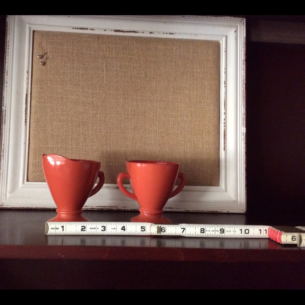Vintage Hazel Atlas sugar/creamer set, rust/red